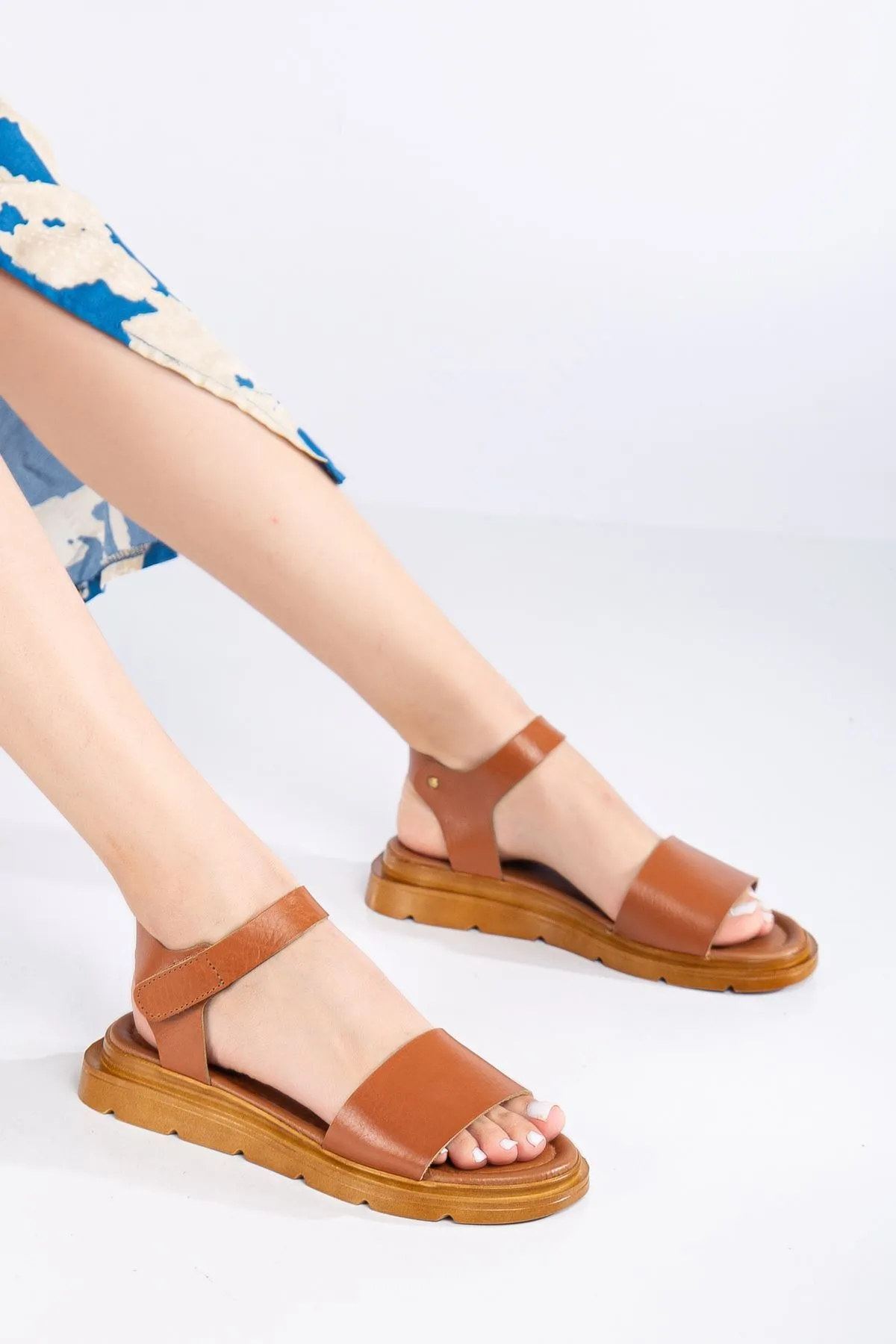 Tatum Hakiki Deri Sandalet Taba