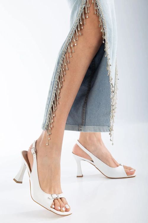 Felya Arkası Açık Topuklu Ayakkabı Bej