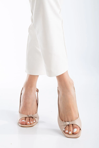 Felya Arkası Açık Topuklu Ayakkabı Bej
